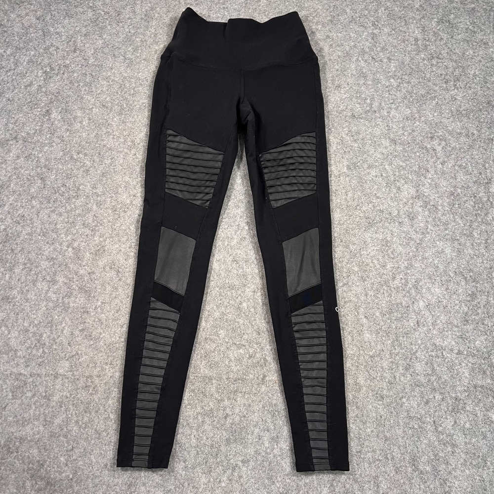 Alo Yoga Black High Waisted Moto 7/8 Ankle Cropped Leggings Women's Size XS